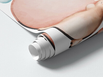 Muurstickers 60x89 Ballondieren in een pastelkleurige lucht