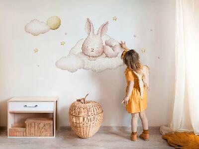 Muurstickers 60x52 Konijntje op de wolken en pastelwaterverf