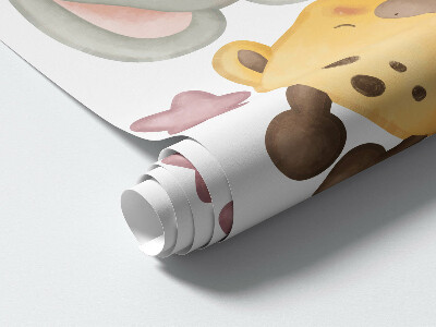 Muurstickers 60x91 Schattige dieren in pastelhemel