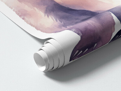 Muurstickers 60x107 Schattige dieren onder de nachtelijke hemel in aquarelstijl