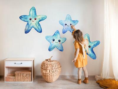 Muurstickers 60x64 Blauwe zeester in aquarelstijl