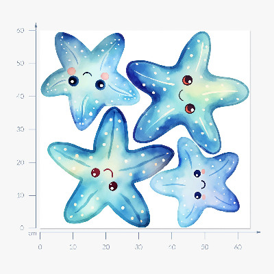 Muurstickers 60x64 Blauwe zeester in aquarelstijl