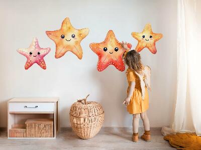 Muurstickers 60x65 Vrolijke pastelkleurige zeester in aquarelstijl