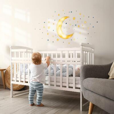 Muurstickers 60x65 Kosmische aquarelhemel met maan en sterren