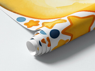 Muurstickers 60x65 Kosmische aquarelhemel met maan en sterren