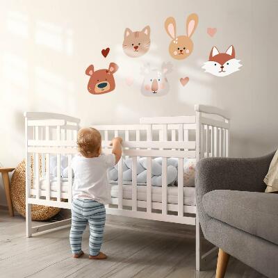 Muurstickers 60x97 Bosdieren in boho pastelharten