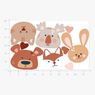 Muurstickers 60x97 Bosdieren in boho pastelharten