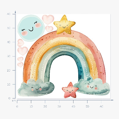 Muurstickers 60x66 Pastelkleurige regenboog met sterren in de natuur