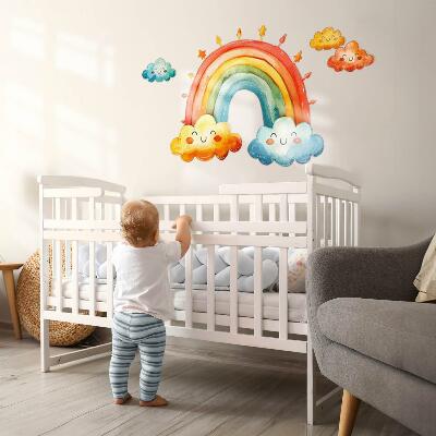 Muurstickers 60x72 Kleurrijke wolken en regenboog aquarellucht