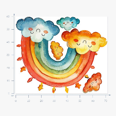 Muurstickers 60x72 Kleurrijke wolken en regenboog aquarellucht