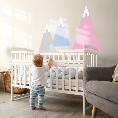 Muurstickers 60x105 Pastelkleurige bergtoppen met besneeuwde toppen