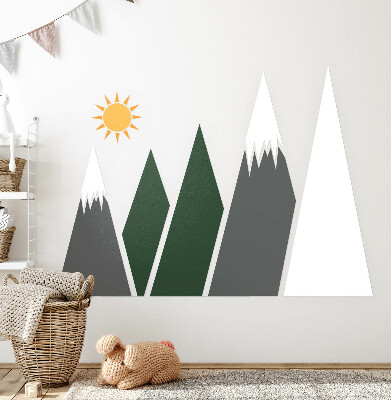 Muurstickers 60x96 Illustratie van met sneeuw bedekte bergtoppen