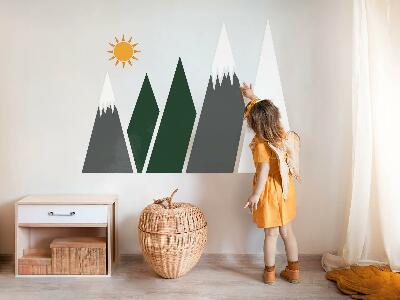 Muurstickers 60x96 Illustratie van met sneeuw bedekte bergtoppen