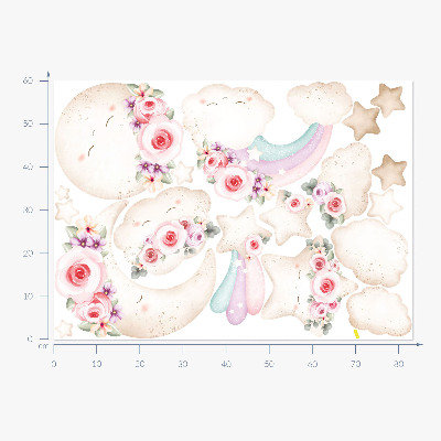 Muurstickers 60x83 Bloemenlucht in een aquarel boho-stijl