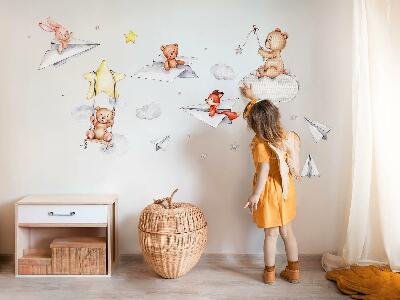 Muurstickers 60x85 Aquarel schattige dieren in pasteltinten