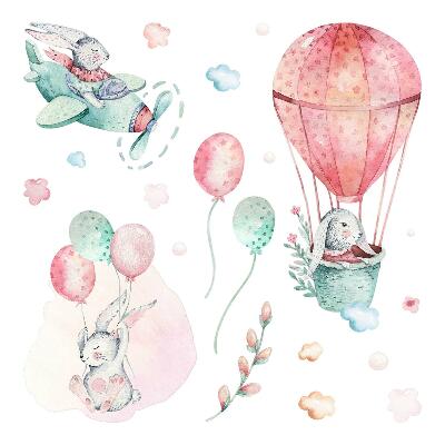 Muurstickers 60x71 Konijntjes in pastel boho-hemel