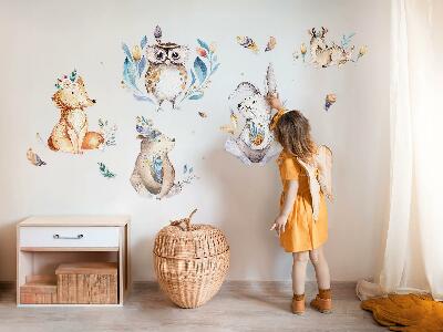 Muurstickers 60x72 Bosdieren in pastelkleuren in boho-stijl