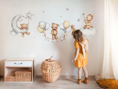 Muurstickers 60x88 Pastelkleurige teddyberen en ballonnen in aquarelstijl