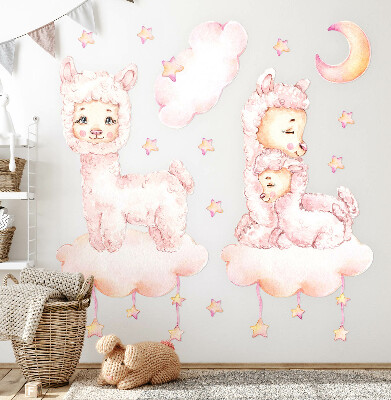 Muurstickers 60x108 Pastelschaapjes op wolken en sterren