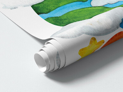 Muurstickers 60x102 Ruimtewaterverf met raketten en sterren