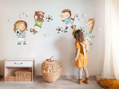 Muurstickers 60x87 Sportieve dieren in aquarelstijl met een bal