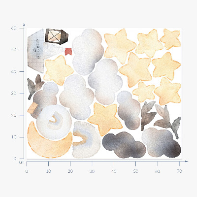 Muurstickers 60x71 Pastel aquarel hemelse natuurmotieven