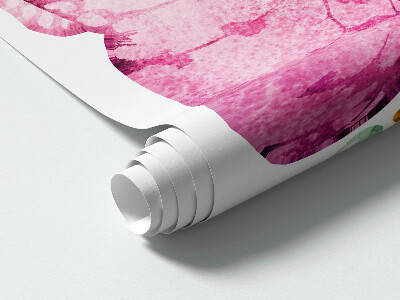 Muurstickers 60x78 Pastelkleurige eenhoorn met ballonnen op een regenboog