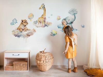 Muurstickers 60x96 Safari met geschilderde wilde dieren in de wolken