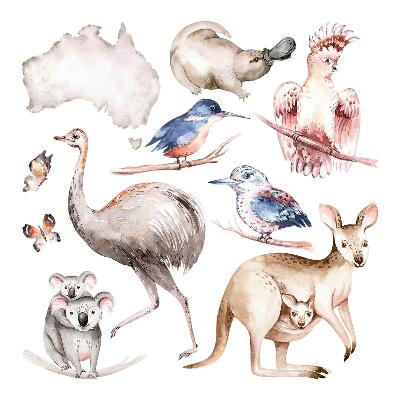 Muurstickers 60x76 Australische fauna in delicate pasteltinten