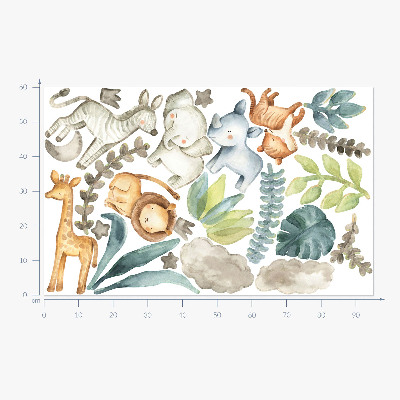 Muurstickers 60x95 Schattige dieren in pastel boho-stijl