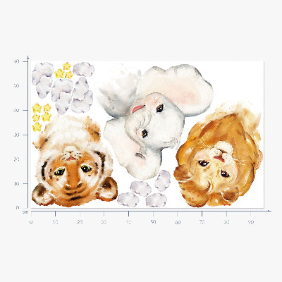 Muurstickers 60x95 Dieren in de wolken in aquarelstijl