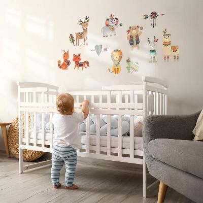 Muurstickers 60x72 Boho dieren pastel illustraties