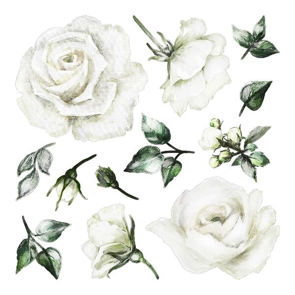 Muurstickers 60x103 Bloemmotieven in pastelkleurige aquarellen