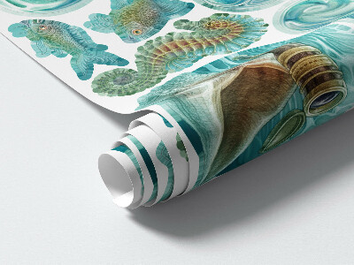 Muurstickers 60x58 Een sprookjeswereld van cartoonzeedieren