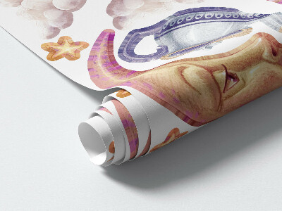 Muurstickers 60x77 De pastelkleurige dierenwereld in tekenfilmvorm