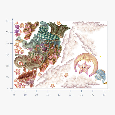 Muurstickers 60x83 Een magisch dierenland in een pasteltekening