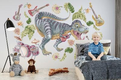 Muurstickers 60x89 Muzikale dinosaurussen in pastelkleuren