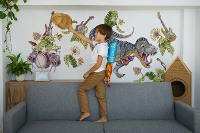 Muurstickers 60x89 Muzikale dinosaurussen in pastelkleuren