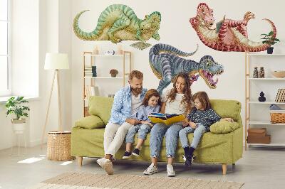 Muurstickers 60x91 Kleurrijke dinosaurussen in pastelstijl