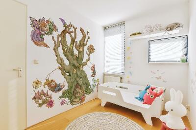 Muurstickers 60x96 Bosmagie: Feeënkabouters en een pastelkleurig huis