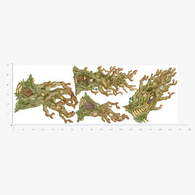 Muurstickers 60x168 Charmante bosboomhutten in pastelstijl