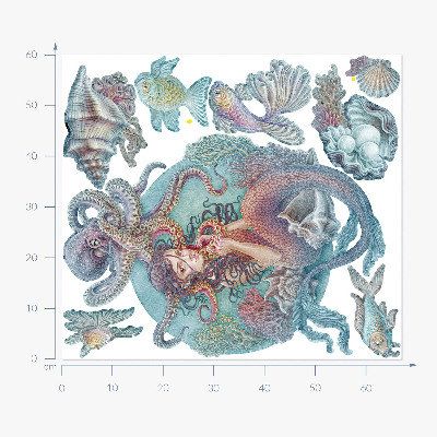 Muurstickers 60x67 Een zeemeermin in pastelstijl