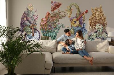 Muurstickers 60x79 Pasteltekeningen van magische dieren