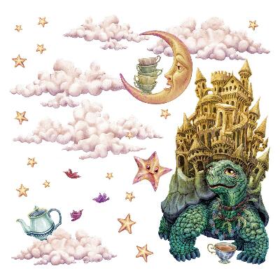 Muur stickers 80x103 Dierenfantasieën in tekenfilmvorm