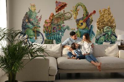 Muur stickers 80x97 Dieren in een magische cartoonstijl