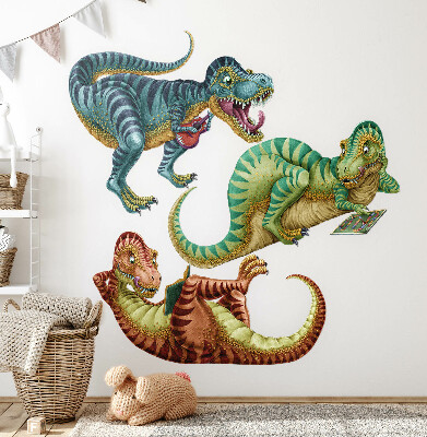 Muur stickers 80x120 Dinosaurussen in een vrolijke tekenfilmversie
