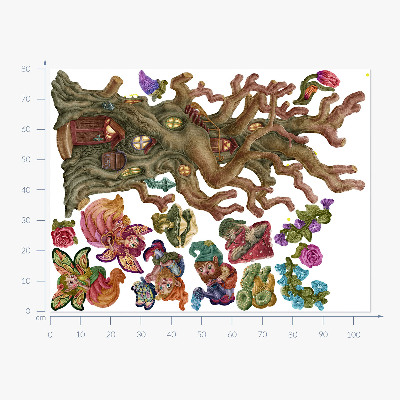 Muur stickers 80x106 Bosfeeënwezens en een boomhut