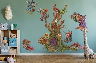 Muur stickers 80x83 Bosmagie met feeën en dwergen