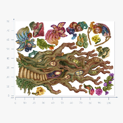 Muur stickers 80x106 Boswezens, feeën, kabouters en een boomhut