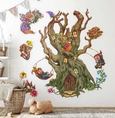 Muur stickers 80x129 Magische boswezens en een boomhut
